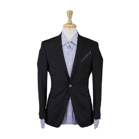 Karl Lagerfeld Mens Black 2-Btn Wool Blazer Jacket Pop Art Lining 36R
